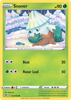Snover, Rebel Clash #12, Pokémon TCG card