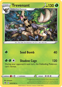 Trevenant, Rebel Clash #15, Pokémon TCG card