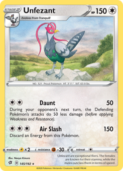 Unfezant, Rebel Clash #145, Pokémon TCG card