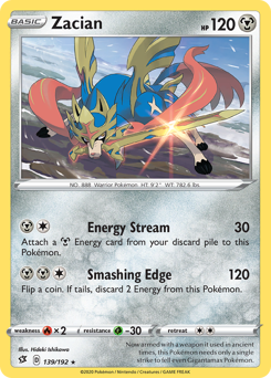 Zacian, Rebel Clash #139, Pokémon TCG card