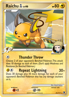Raichu GL, Rising Rivals #31, Pokémon TCG card