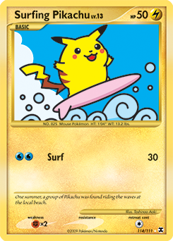 Surfing Pikachu, Rising Rivals #114, Pokémon TCG card