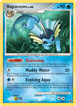 Vaporeon, Rising Rivals #34, Pokémon TCG card