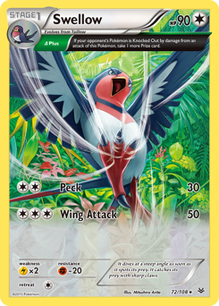 Swellow, Roaring Skies #72, Pokémon TCG card