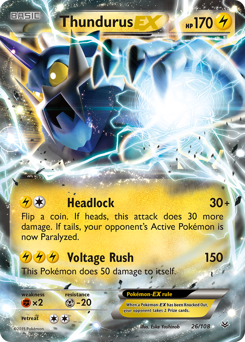 Thundurus-EX, Roaring Skies #26, Pokémon TCG card