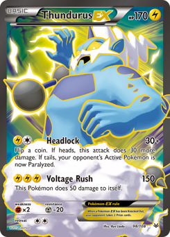 Thundurus-EX, Roaring Skies #98, Pokémon TCG card