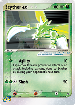 Scyther ex, Ruby & Sapphire #102, Pokémon TCG card