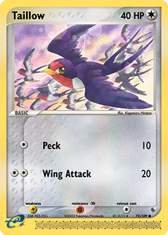 Taillow, Ruby & Sapphire #72, Pokémon TCG card