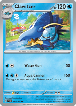 Clawitzer, Scarlet & Violet #50, Pokémon TCG card
