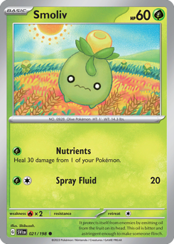 Smoliv, Scarlet & Violet #21, Pokémon TCG card