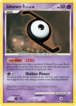 Unown Z, Secret Wonders #72, Pokémon TCG card