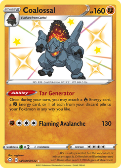 Coalossal, Shining Fates Shiny Vault #SV069, Pokémon TCG card