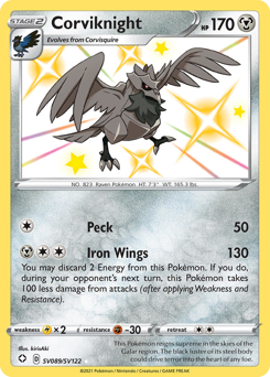 Corviknight, Shining Fates Shiny Vault #SV089, Pokémon TCG card