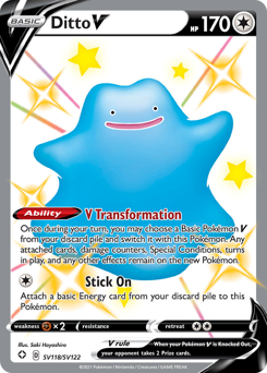 Ditto V, Shining Fates Shiny Vault #SV118, Pokémon TCG card