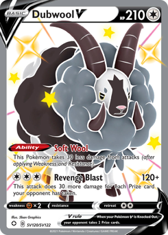 Dubwool V, Shining Fates Shiny Vault #SV120, Pokémon TCG card