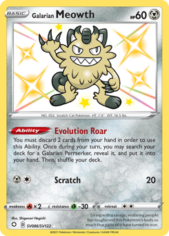Galarian Meowth, Shining Fates Shiny Vault #SV086, Pokémon TCG card