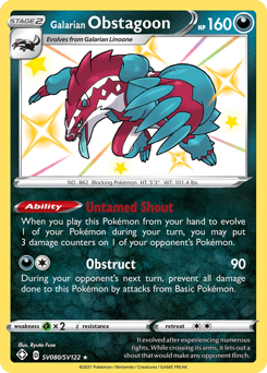 Galarian Obstagoon, Shining Fates Shiny Vault #SV080, Pokémon TCG card
