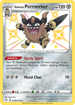 Galarian Perrserker, Shining Fates Shiny Vault #SV087, Pokémon TCG card