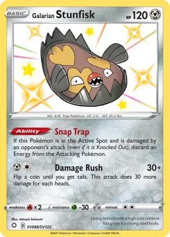 Galarian Stunfisk, Shining Fates Shiny Vault #SV088, Pokémon TCG card