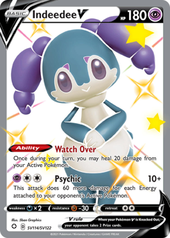 Indeedee V, Shining Fates Shiny Vault #SV114, Pokémon TCG card