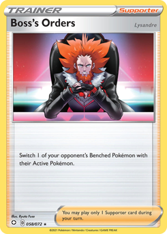 Boss's Orders, Shining Fates #58, Pokémon TCG card