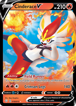 Cinderace V, Shining Fates #18, Pokémon TCG card