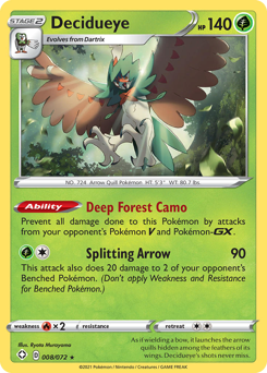 Decidueye, Shining Fates #8, Pokémon TCG card