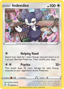 Indeedee, Shining Fates #56, Pokémon TCG card