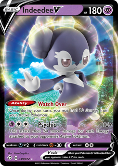 Indeedee V, Shining Fates #39, Pokémon TCG card