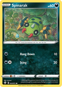 Spinarak, Shining Fates #43, Pokémon TCG card
