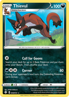 Thievul, Shining Fates #48, Pokémon TCG card