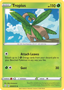 Tropius, Shining Fates #5, Pokémon TCG card