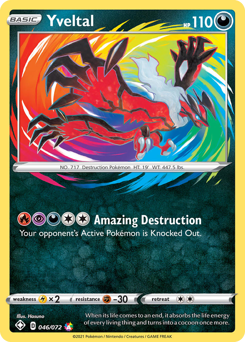 Yveltal, Shining Fates #46, Pokémon TCG card