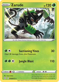 Zarude, Shining Fates #16, Pokémon TCG card