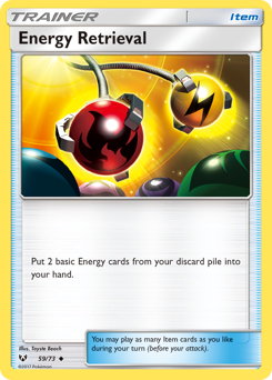 Energy Retrieval, Shining Legends #59, Pokémon TCG card