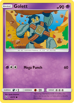 Golett, Shining Legends #43, Pokémon TCG card