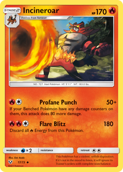 Incineroar, Shining Legends #17, Pokémon TCG card