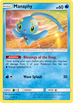 Manaphy, Shining Legends #25, Pokémon TCG card