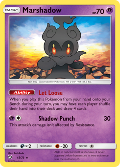 Marshadow, Shining Legends #45, Pokémon TCG card