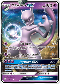 Mewtwo-GX, Shining Legends #39, Pokémon TCG card