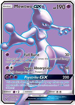 Mewtwo-GX, Shining Legends #72, Pokémon TCG card