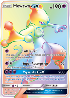 Mewtwo-GX, Shining Legends #76, Pokémon TCG card
