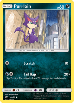 Purrloin, Shining Legends #48, Pokémon TCG card
