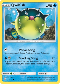 Qwilfish, Shining Legends #21, Pokémon TCG card