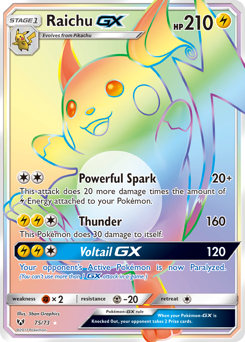 Raichu-GX, Shining Legends #75, Pokémon TCG card