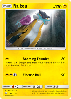 Raikou, Shining Legends #32, Pokémon TCG card