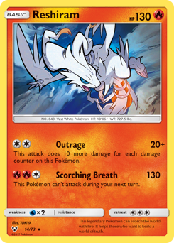 Reshiram, Shining Legends #14, Pokémon TCG card