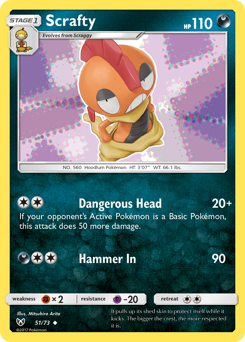 Scrafty, Shining Legends #51, Pokémon TCG card
