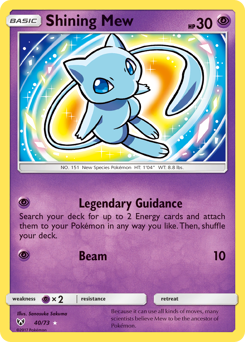 Shining Mew, Shining Legends #40, Pokémon TCG card