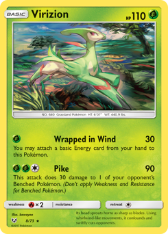 Virizion, Shining Legends #8, Pokémon TCG card